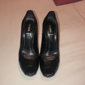 Fendi black leather heels